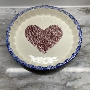 Rare Vintage Flat Earth Pottery Heart Baking Dish Vintage 1987-88 Cottagecore
